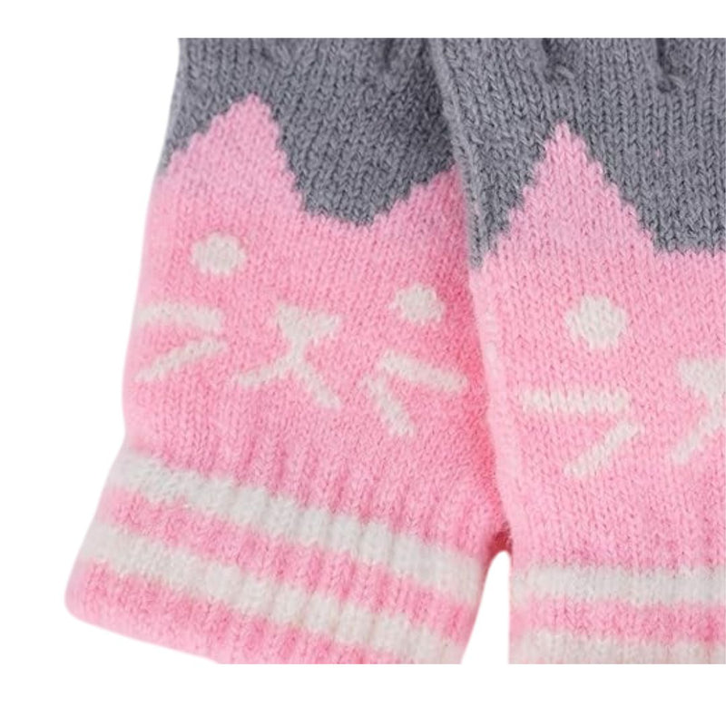 Onikart Cozy Cat Themed Stretchable Winter Knit Gloves