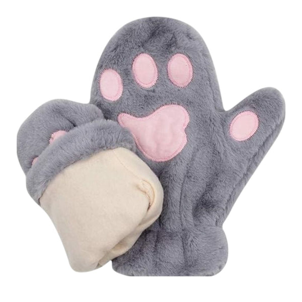 Onikart Cozy and Ultra Soft Plush Cat Paw Mittens